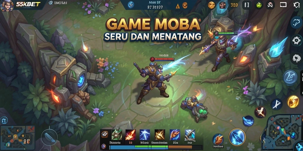 Tampilan gameplay MOBA yang seru di 55KBET.