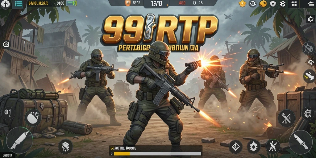 Tangkapan layar permainan 99RTP menampilkan aksi seru dalam pertarungan Battle Royale.