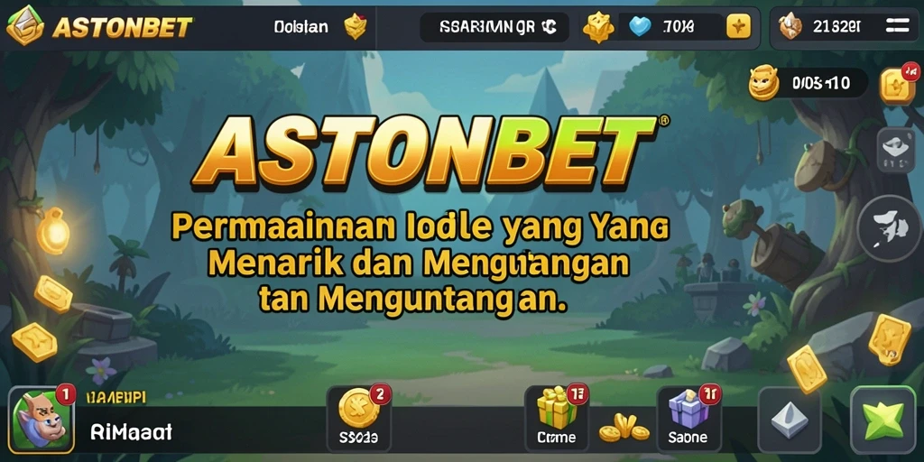 Screenshot ASTONBET menunjukkan karakter bekerja secara otomatis dalam permainan Idle.