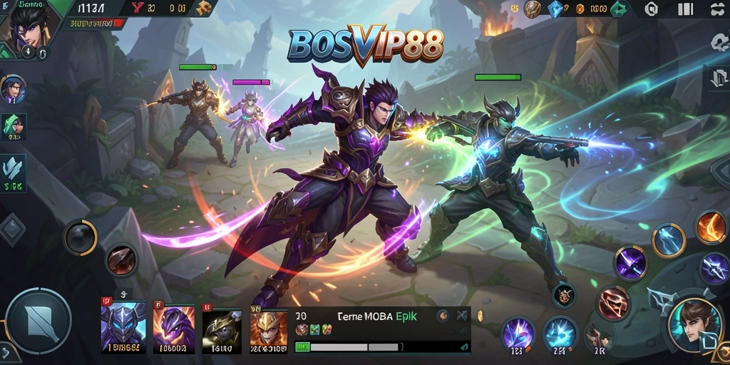Tampilan gameplay seru dari BOSVIP88 dengan pertarungan tim yang intens.
