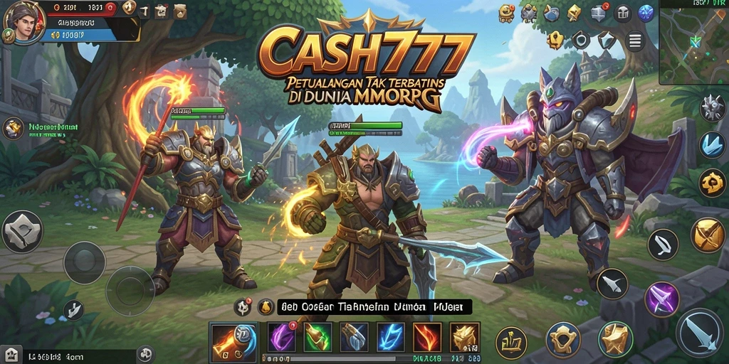 Tangkapan layar utama CASH777 menampilkan aksi seru dalam gameplay MMORPG.