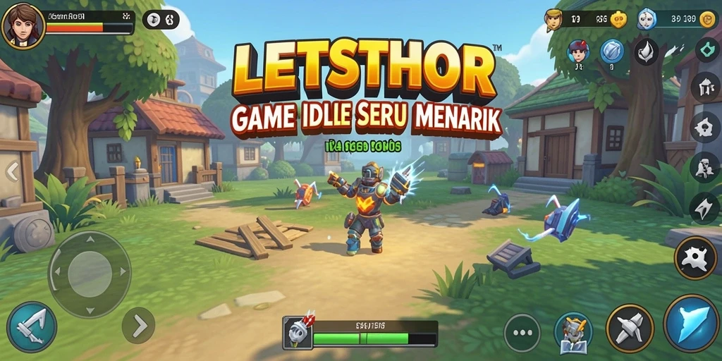 Screenshot gameplay LETSTHOR menampilkan karakter yang sedang mengumpulkan sumber daya.