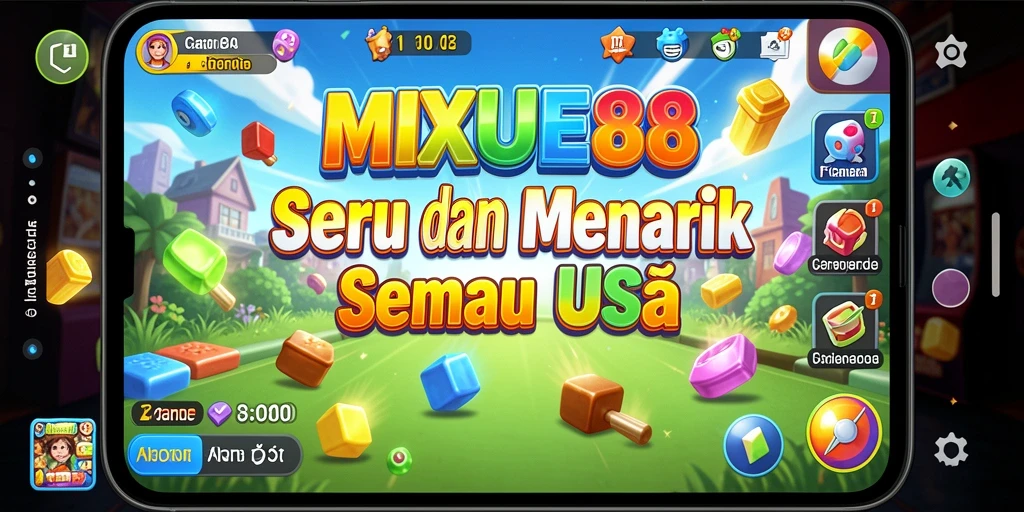 Tampilan gameplay MIXUE88 yang penuh warna dan seru.