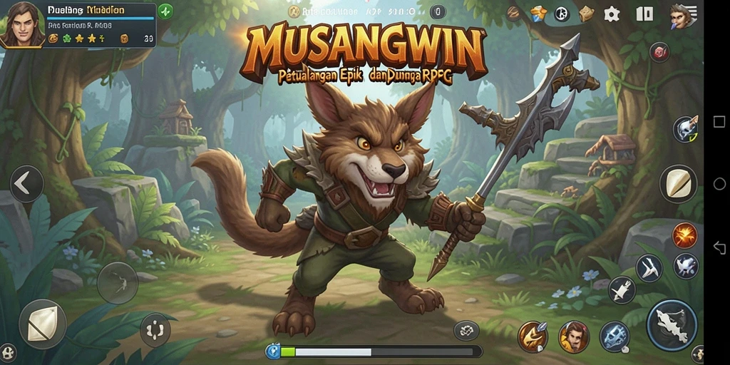 Tampilan menakjubkan dari gameplay RPG dalam MUSANGWIN.