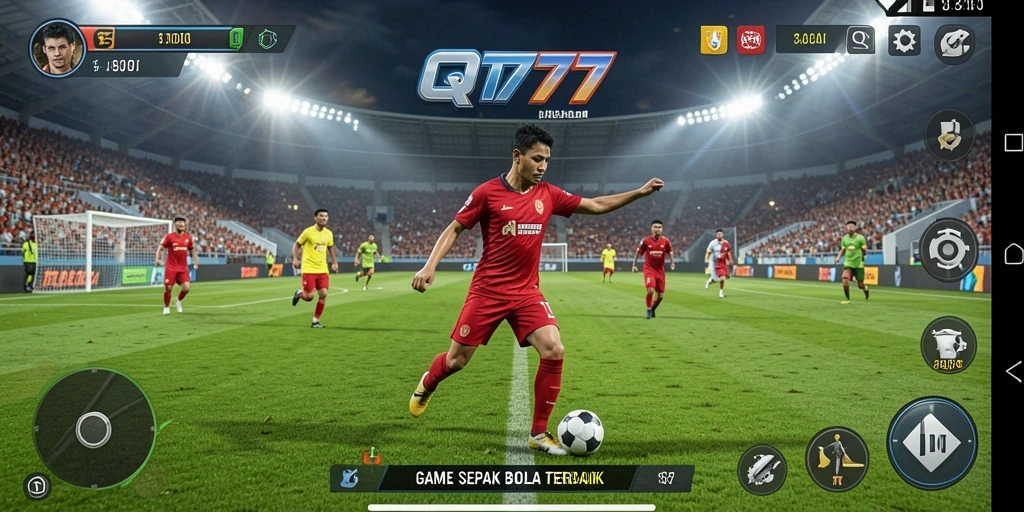 Tampilan gameplay QT777 dengan aksi sepak bola yang mendebarkan.