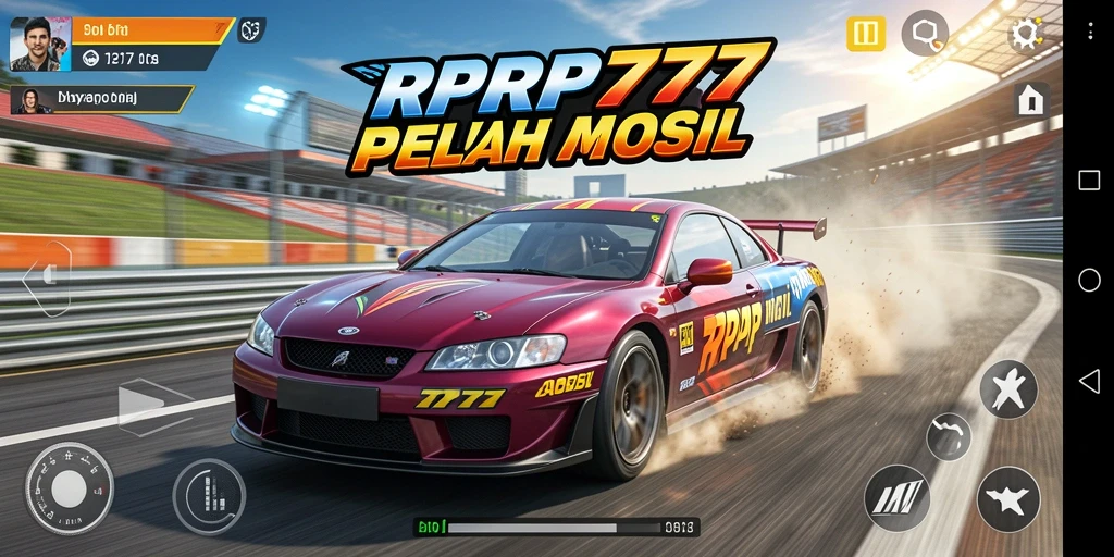 Tampilan gameplay RPRP777, menunjukkan balapan seru di trek yang menantang.