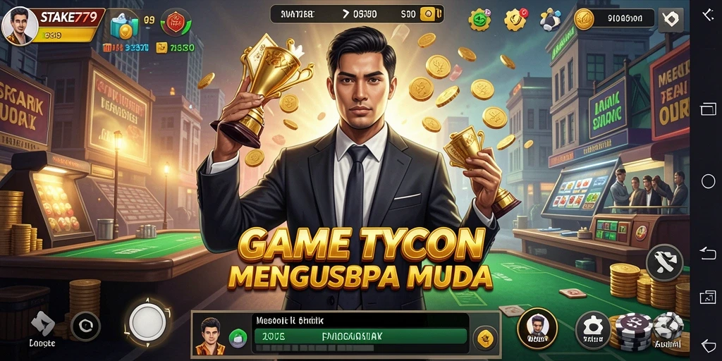 Tangkapan layar gameplay <strong>STAKE779</strong> menampilkan visual dinamis dan interaksi bisnis yang seru.