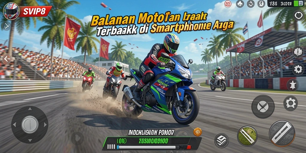 Gameplay menantang dalam balapan motor SVIP8.