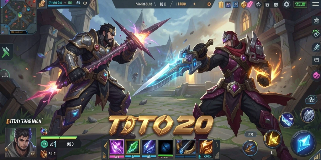 Screenshot TOTO20 menampilkan pertarungan MOBA yang intens.